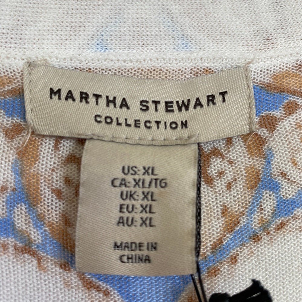 Martha Steward Paisley Cardigan Sweater Women XL Tan Moroccan Boho Cottagecore - Picture 7 of 11